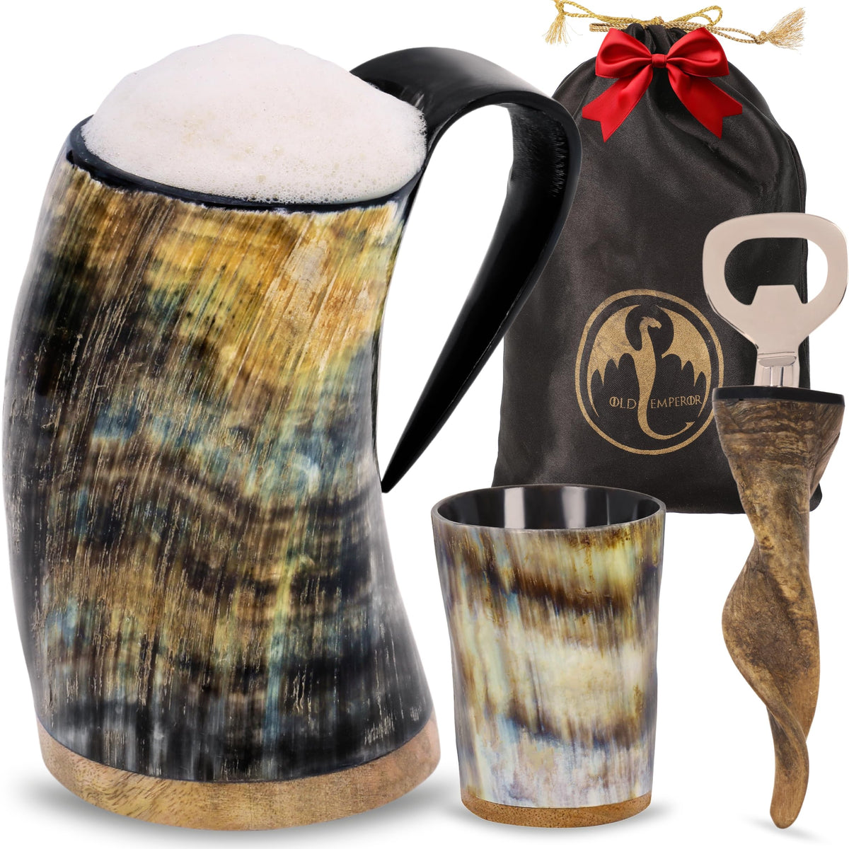 OLDEMPEROR front view horn mug showing rustic look and durable design