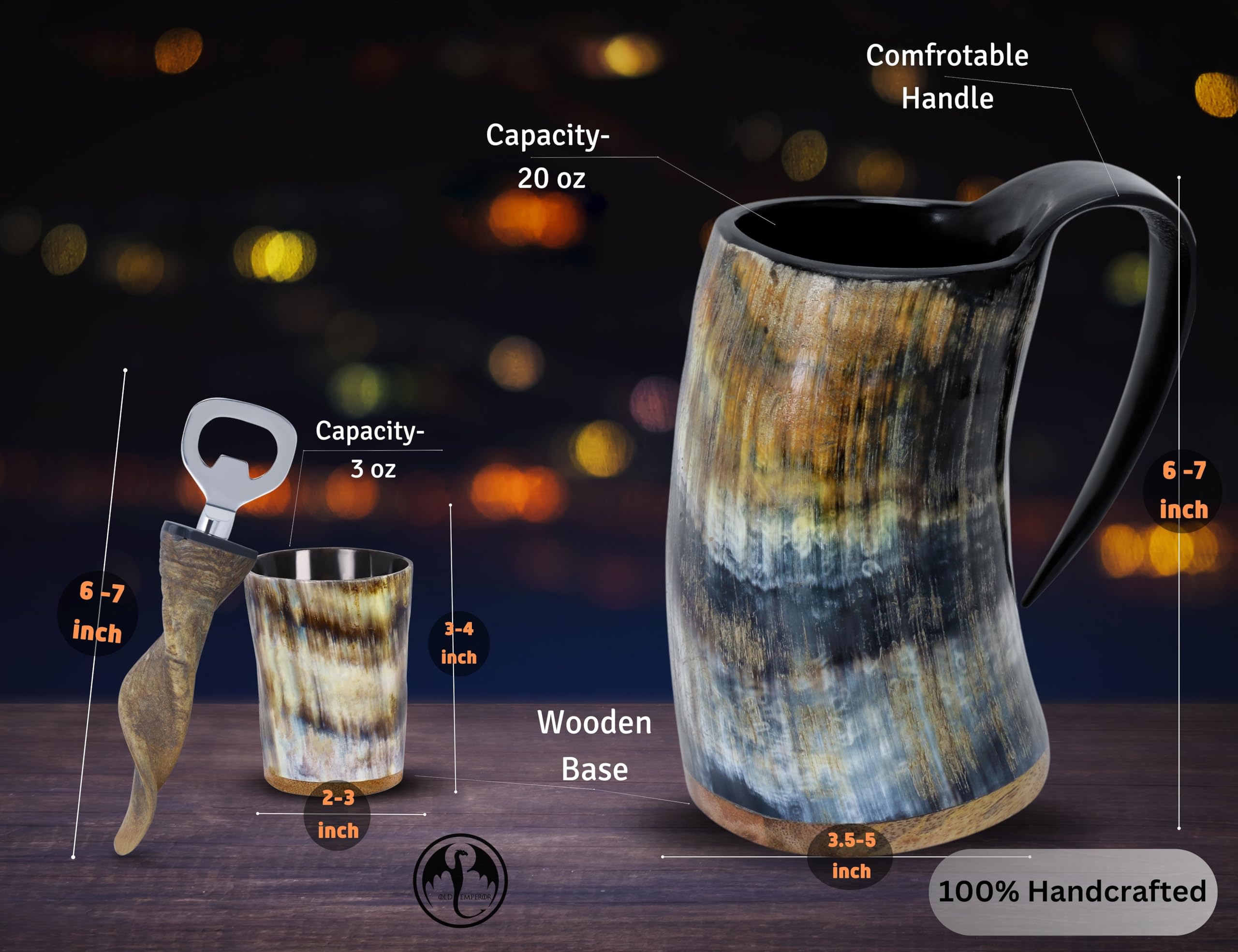 OLDEMPEROR mug filled with beer in a lifestyle scene enhancing presentation