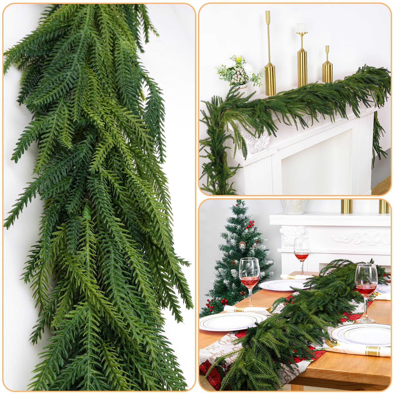 Oleitodh garland styled on a mantel with lights benefit: creates warm holiday focal point