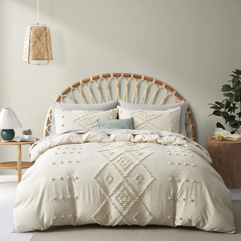 Oli Anderson duvet cover front view shows full beige design and stylish appeal