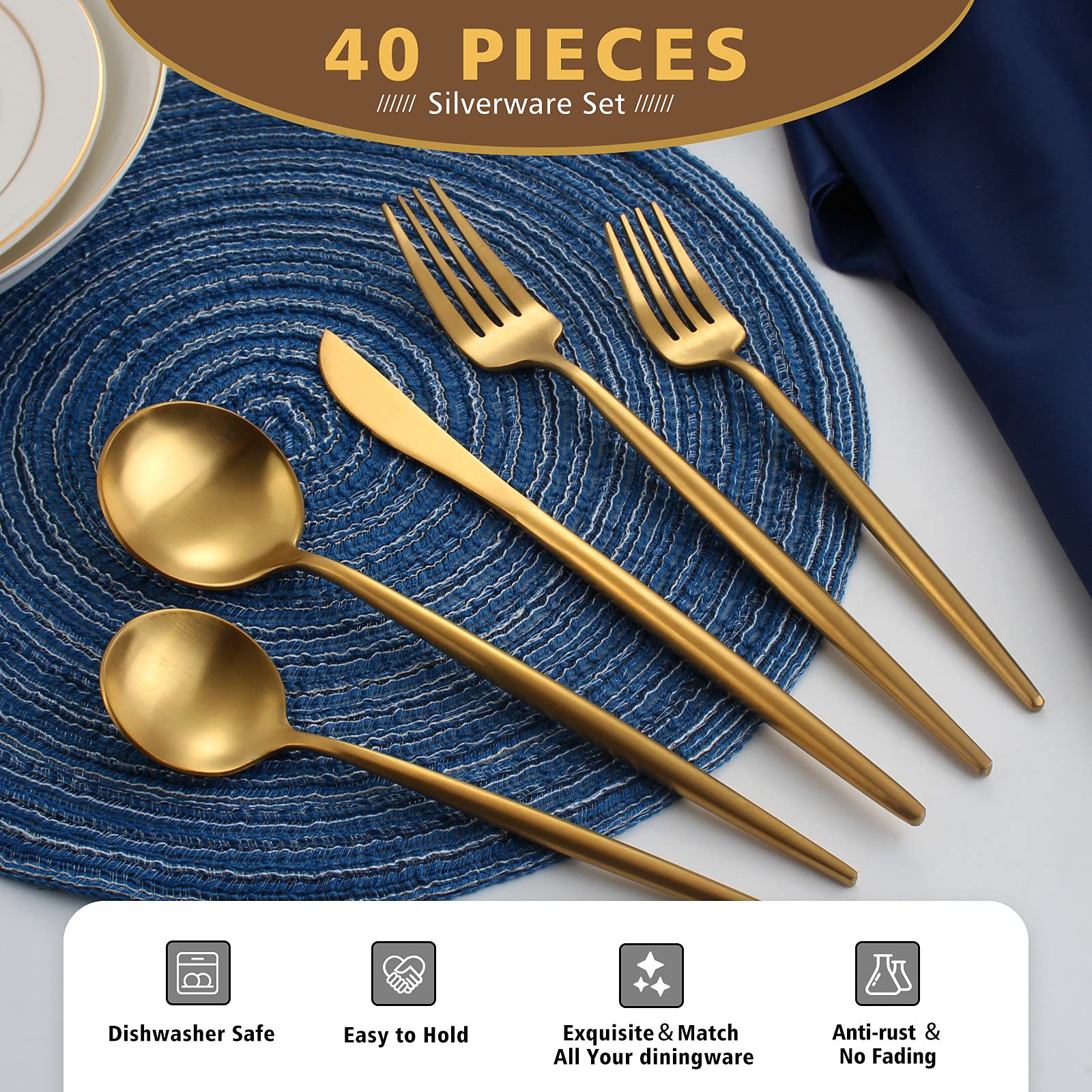 Oliviola flatware in use at a place setting showing versatility benefit: elevates everyday meals