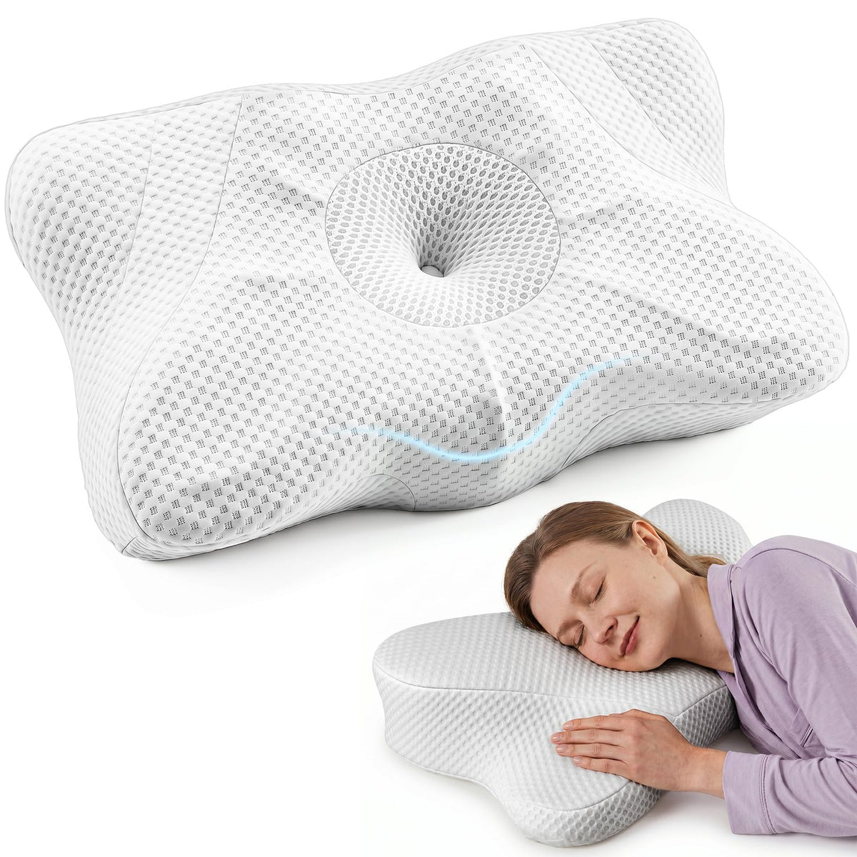 OLIXIS front view showing pillow shape and ergonomic benefits