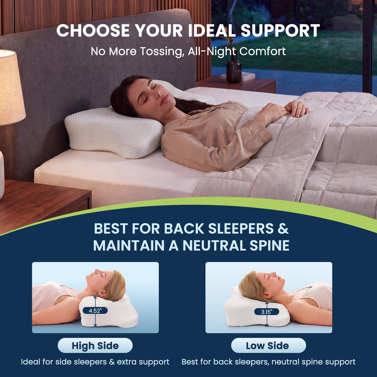 OLIXIS pillow on bed lifestyle shot promoting cooler sleep