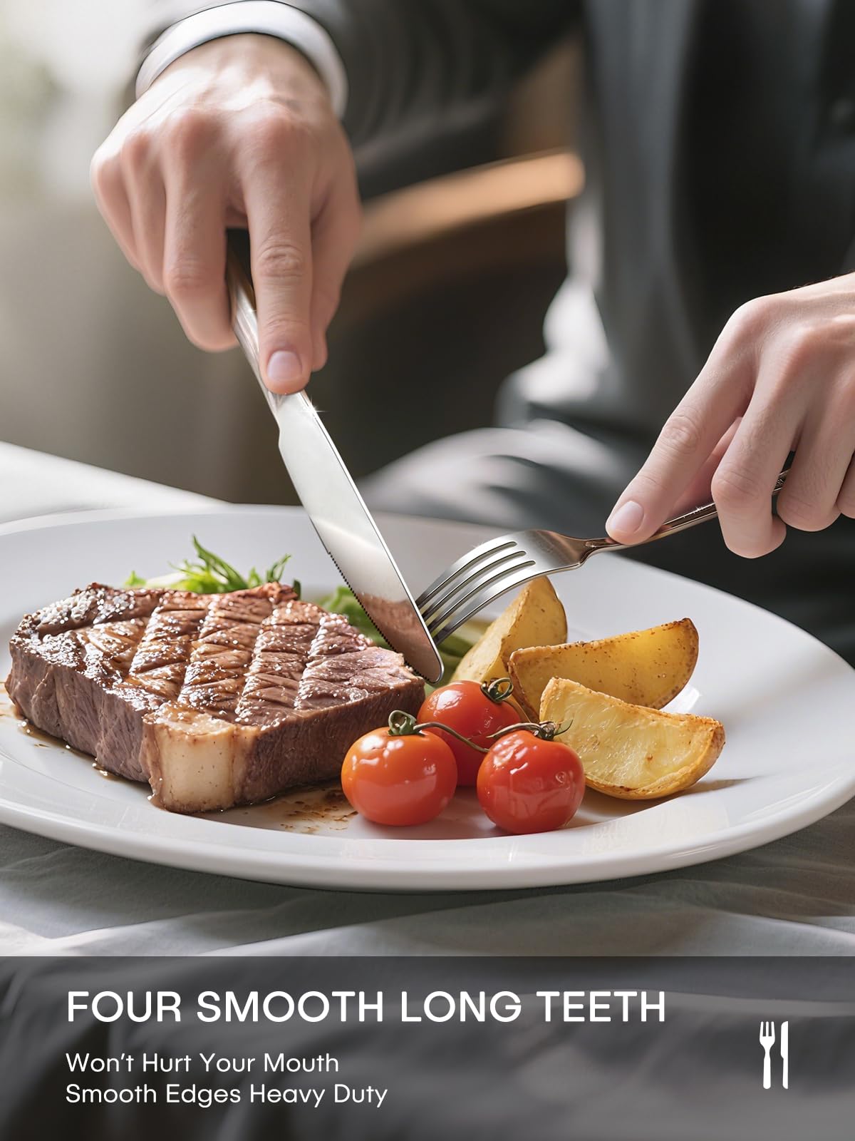 Ollex dinner spoon reflecting light to show smooth mirror finish and hygiene