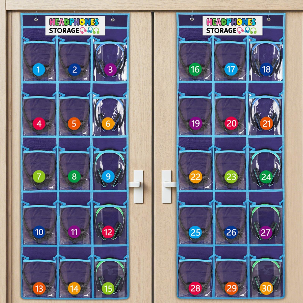 Olpchee front view showing both organizers with neat pockets benefit classroom order