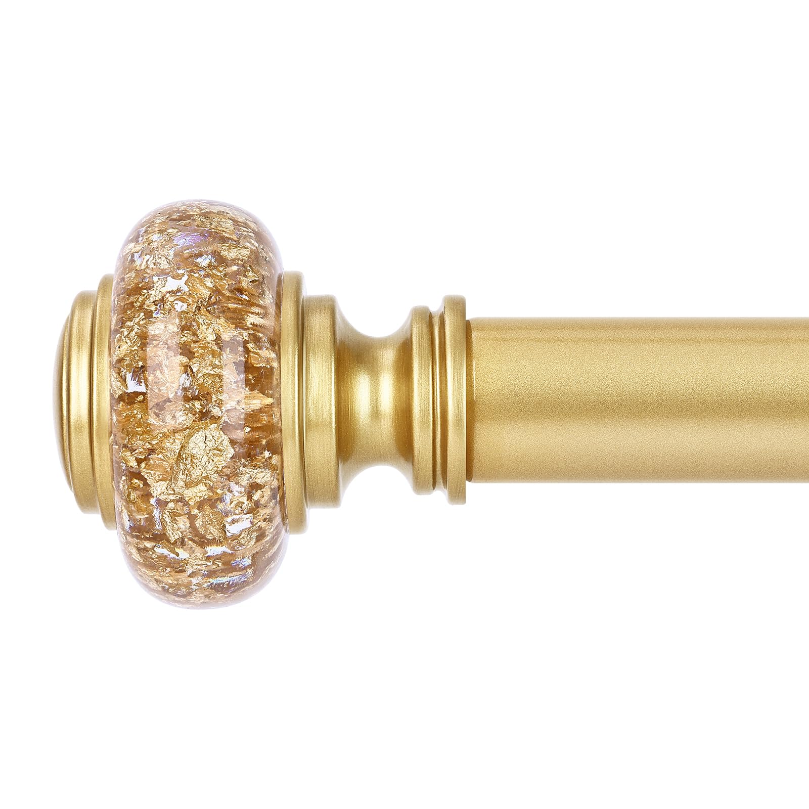 OLV gold curtain rod front packaging showing all contents and style benefit