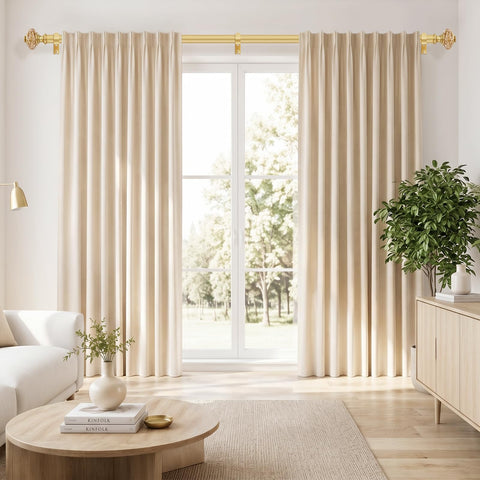 OLV rod in bedroom lifestyle scene showing vintage look and cozy curtain styling
