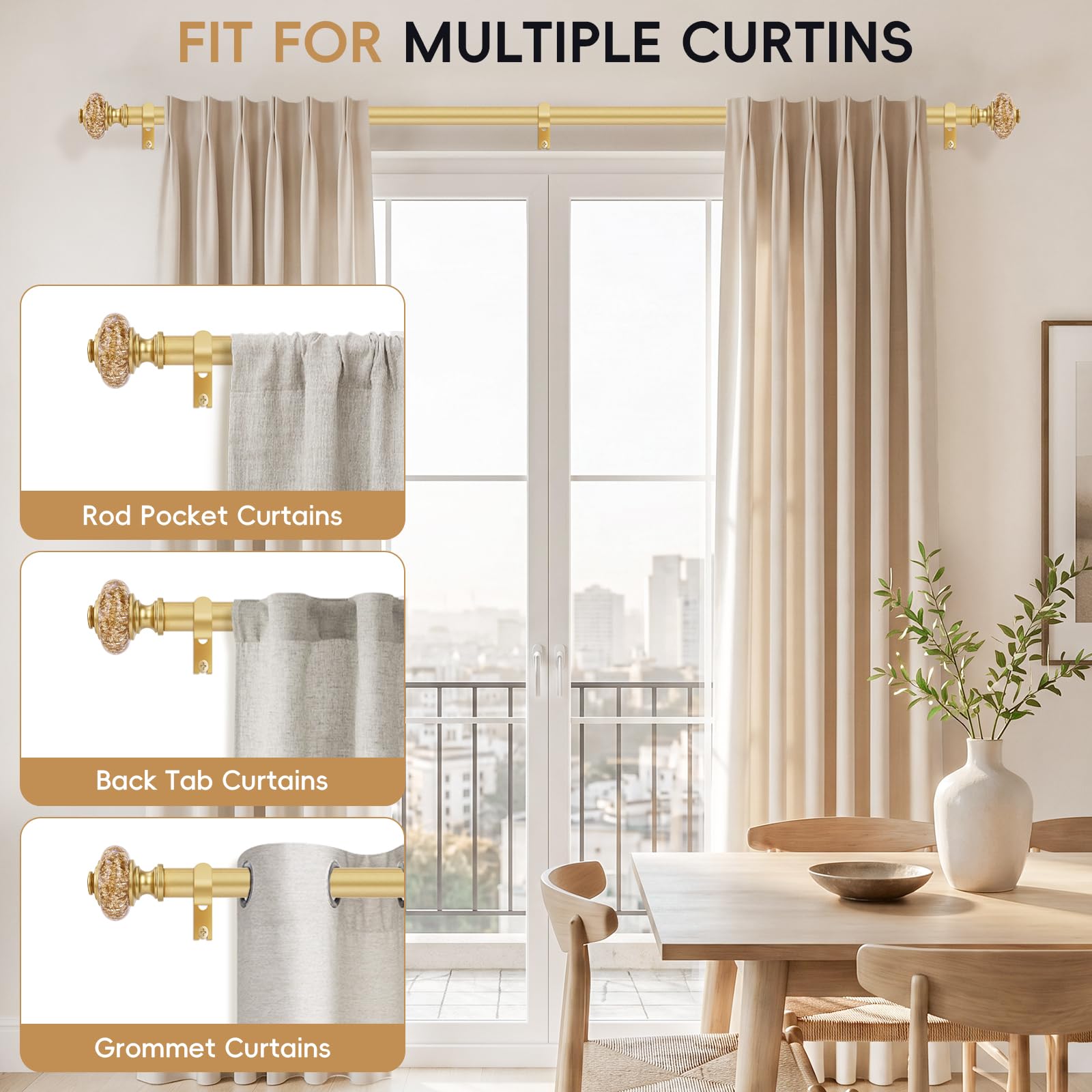 OLV rod mounted with drapes in a living room showing stylish upgrade and balance