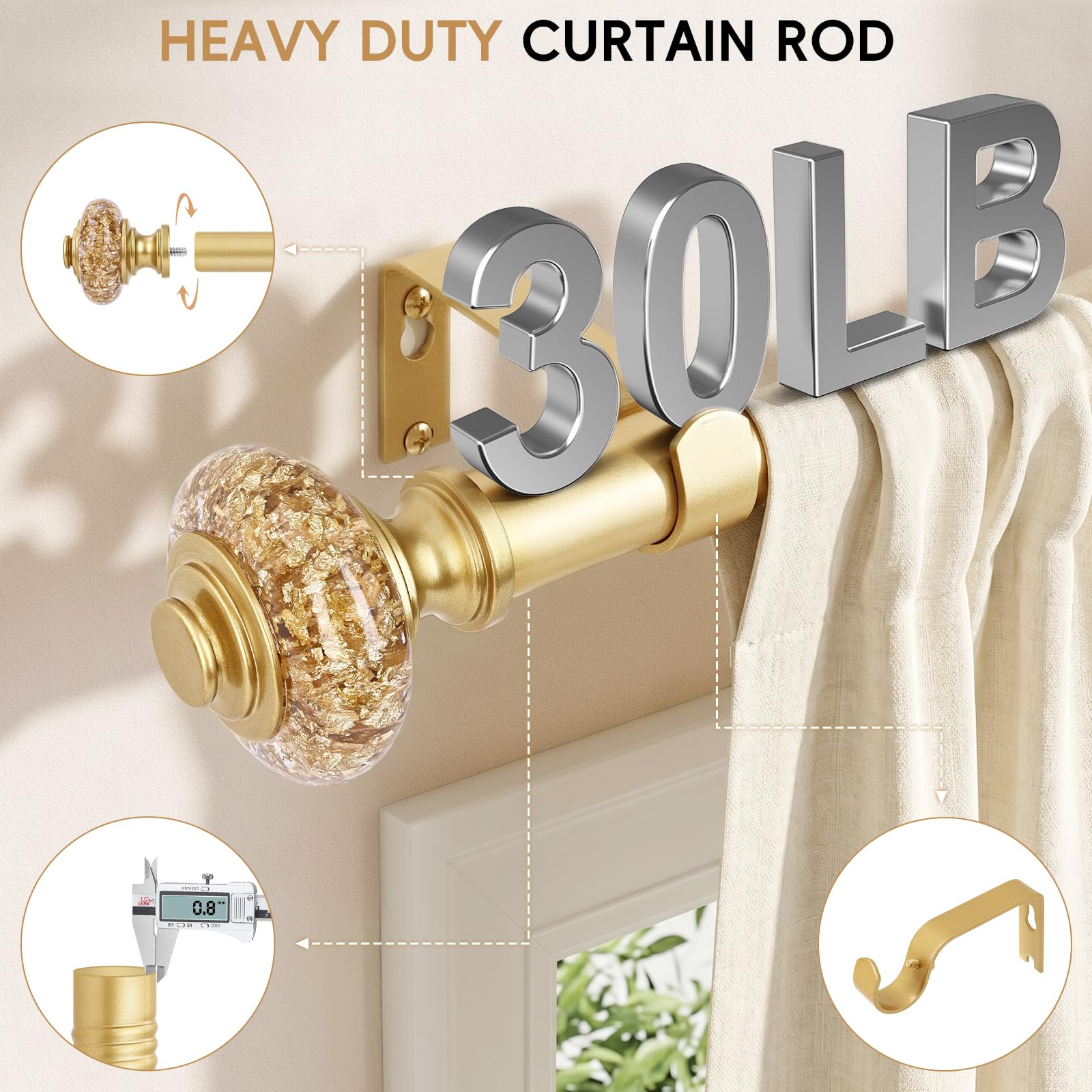 OLV rod wall bracket detail showing sturdy mount and secure support benefit