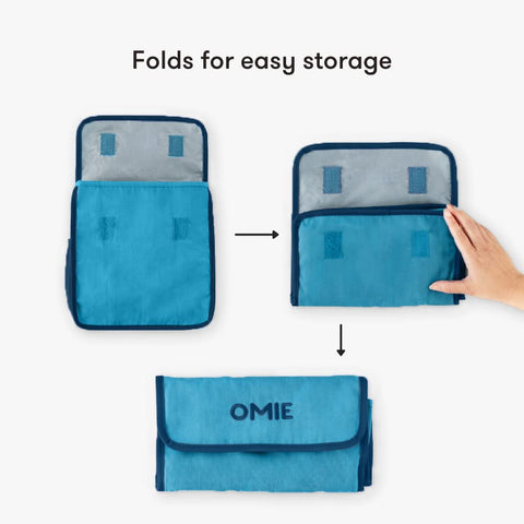 Omie close-up of Velcro fold-top for quick secure closure