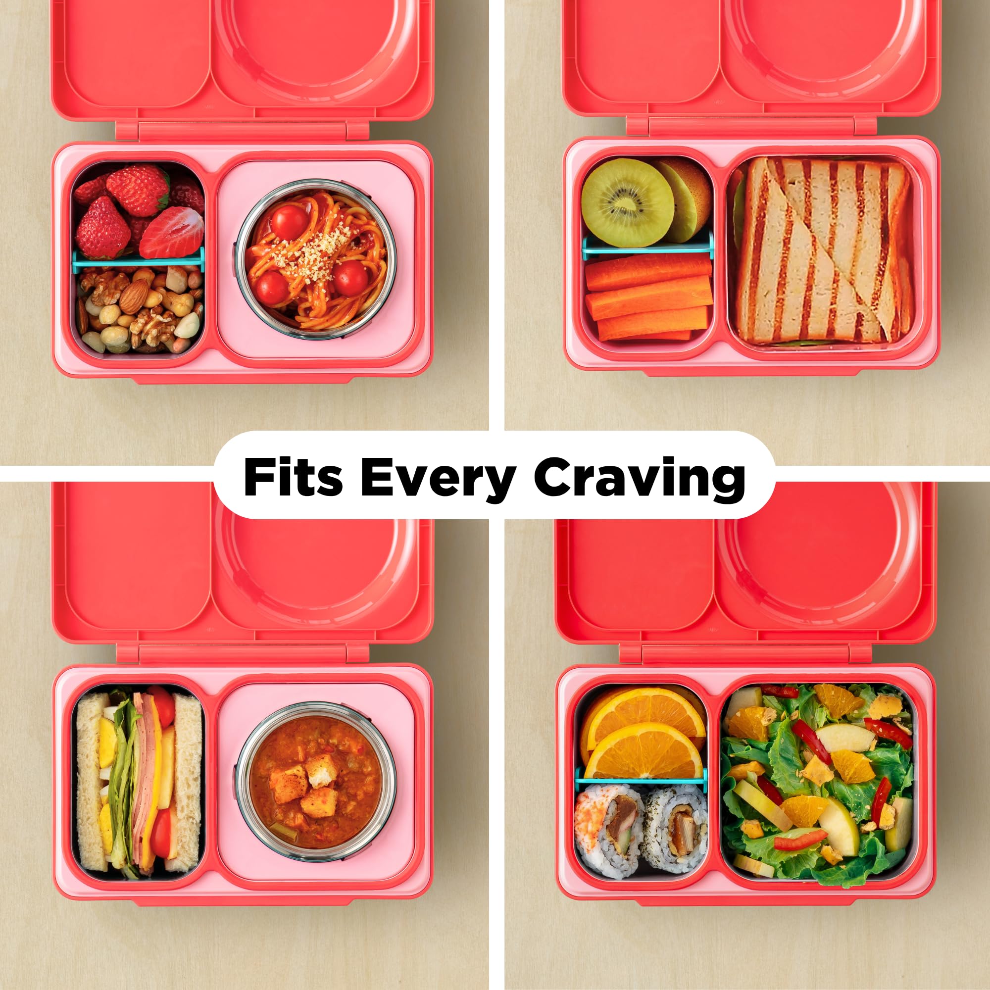 Omie brand lunchbox inside backpack ready for school showing portability and convenience