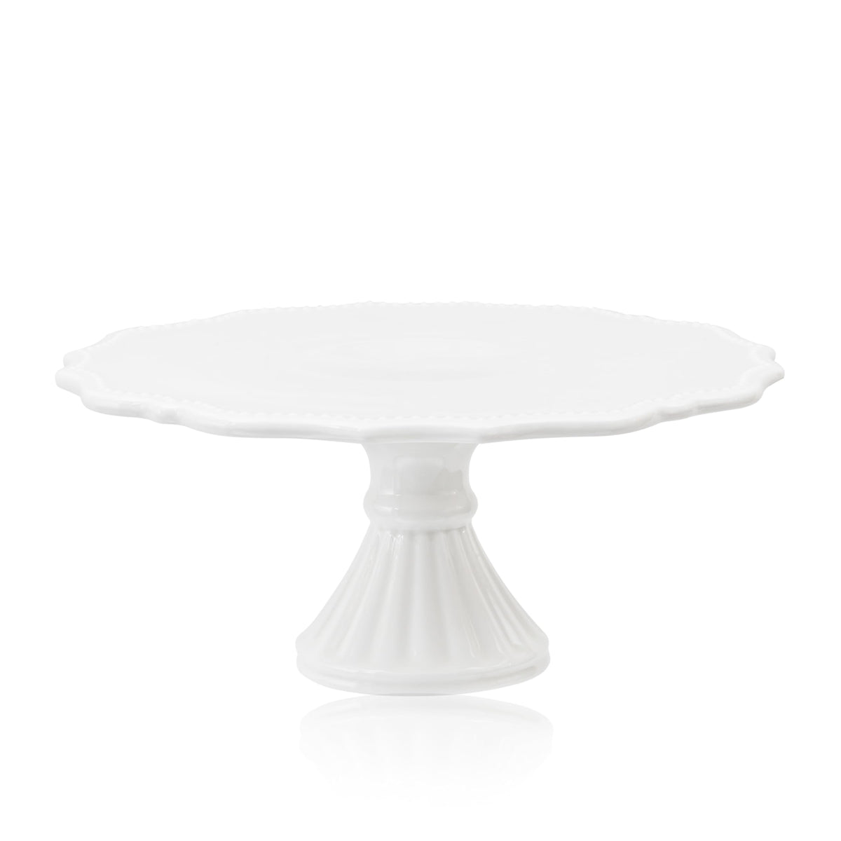 Omifun front view ceramic cake stand showcasing elegant presentation