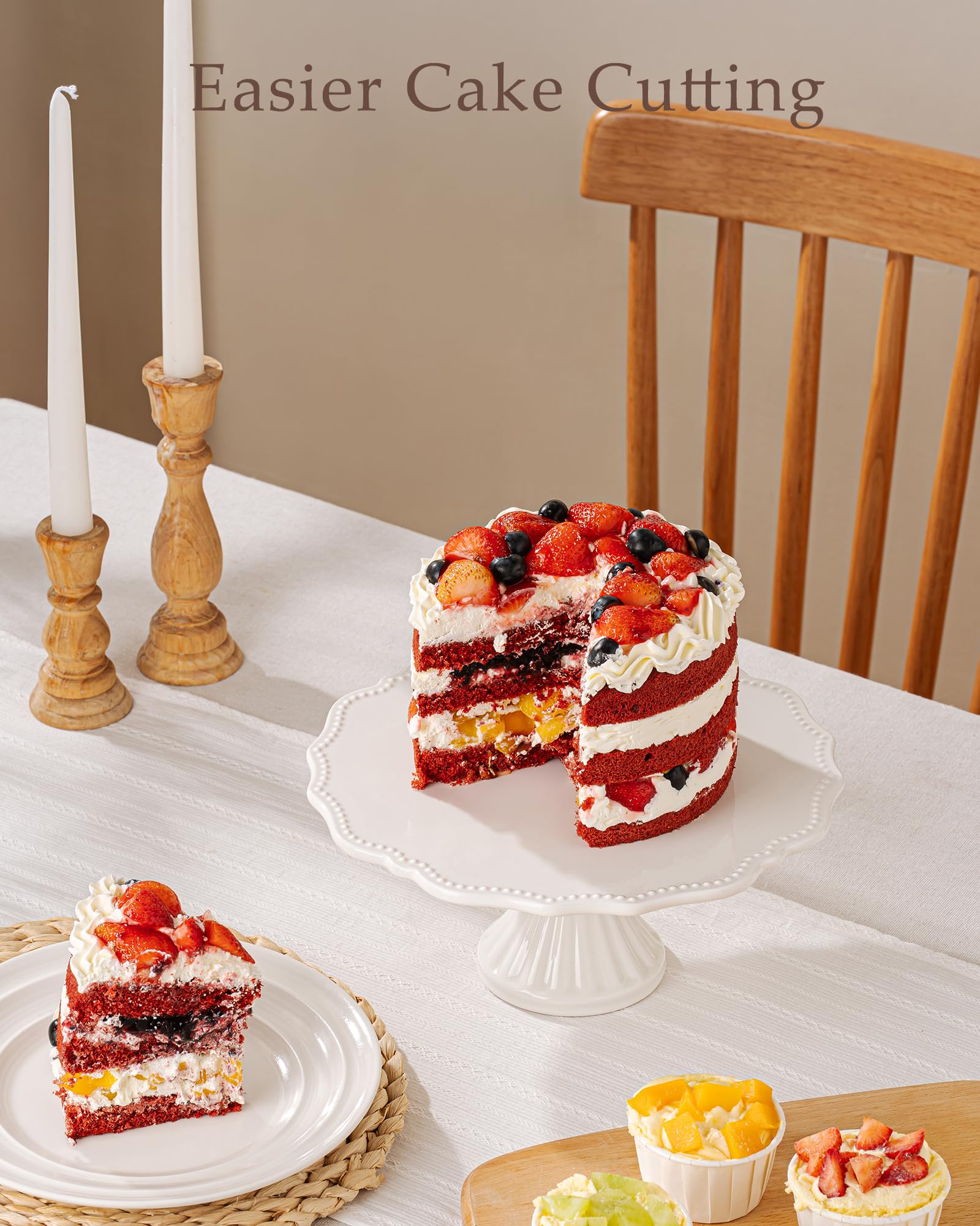 Omifun with 8-inch layer cake illustrating ideal fit