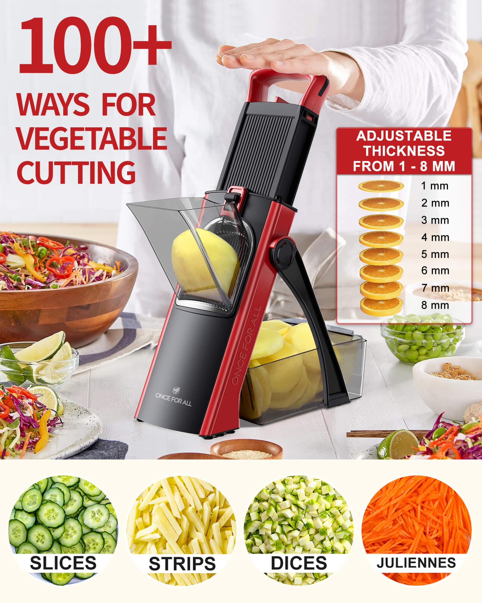 ONCE FOR ALL close-up of 420 stainless steel blade highlighting durability and sharpness