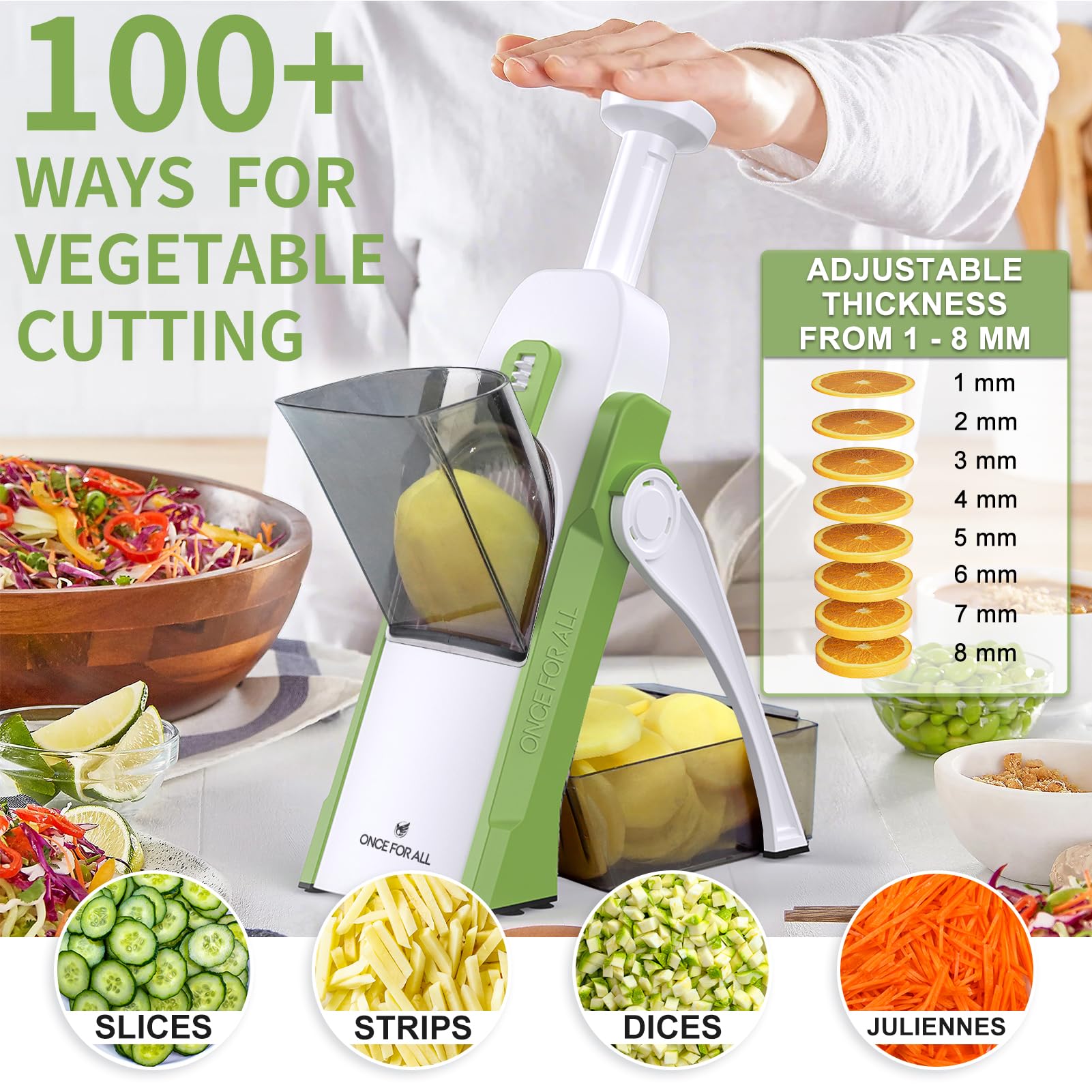 ONCE FOR ALL food holder detail protecting fingers while stabilizing produce