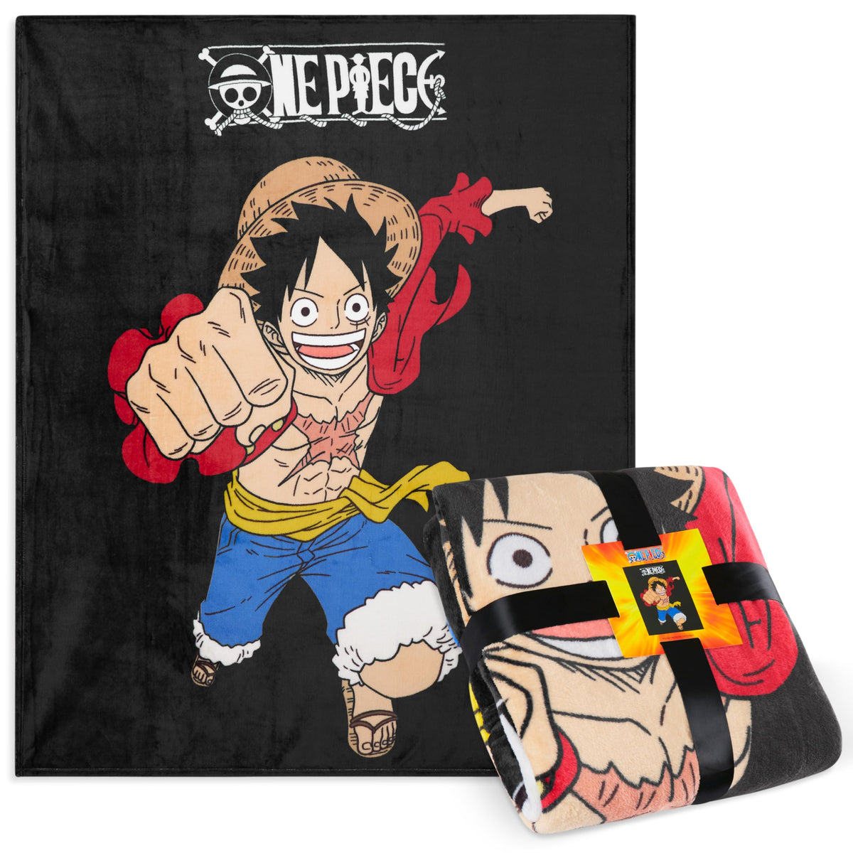 One Piece throw front view showing full design and cozy look