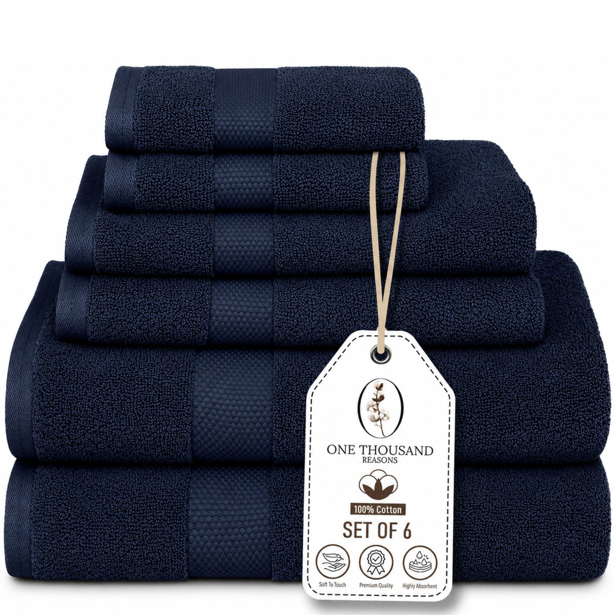 One Thousand Reasons front packaging showing navy 6-piece set and premium look