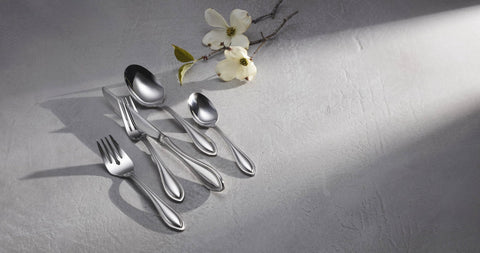 Oneida American Harmony polished finish closeup showing reflective stainless durability