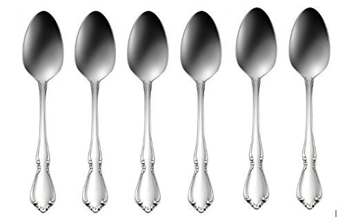 Oneida Chateau teaspoon front view shows polished finish and durable 18/8 stainless