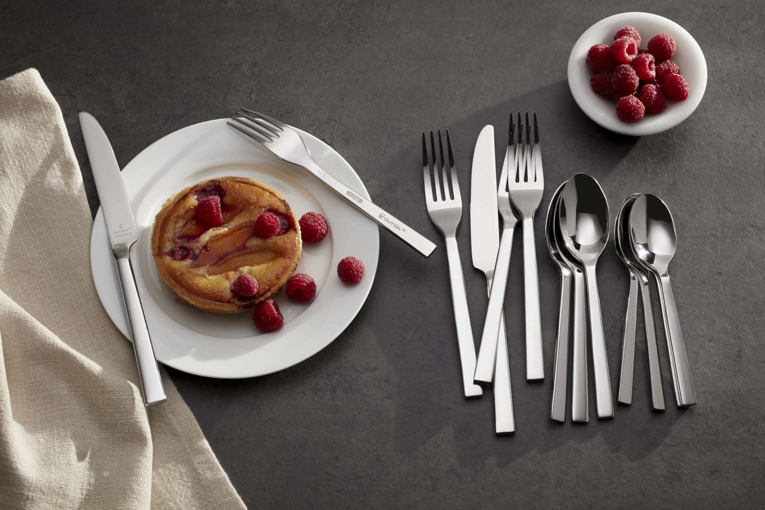 Oneida Chef's Table on a laid table showing versatility and casual dining appeal