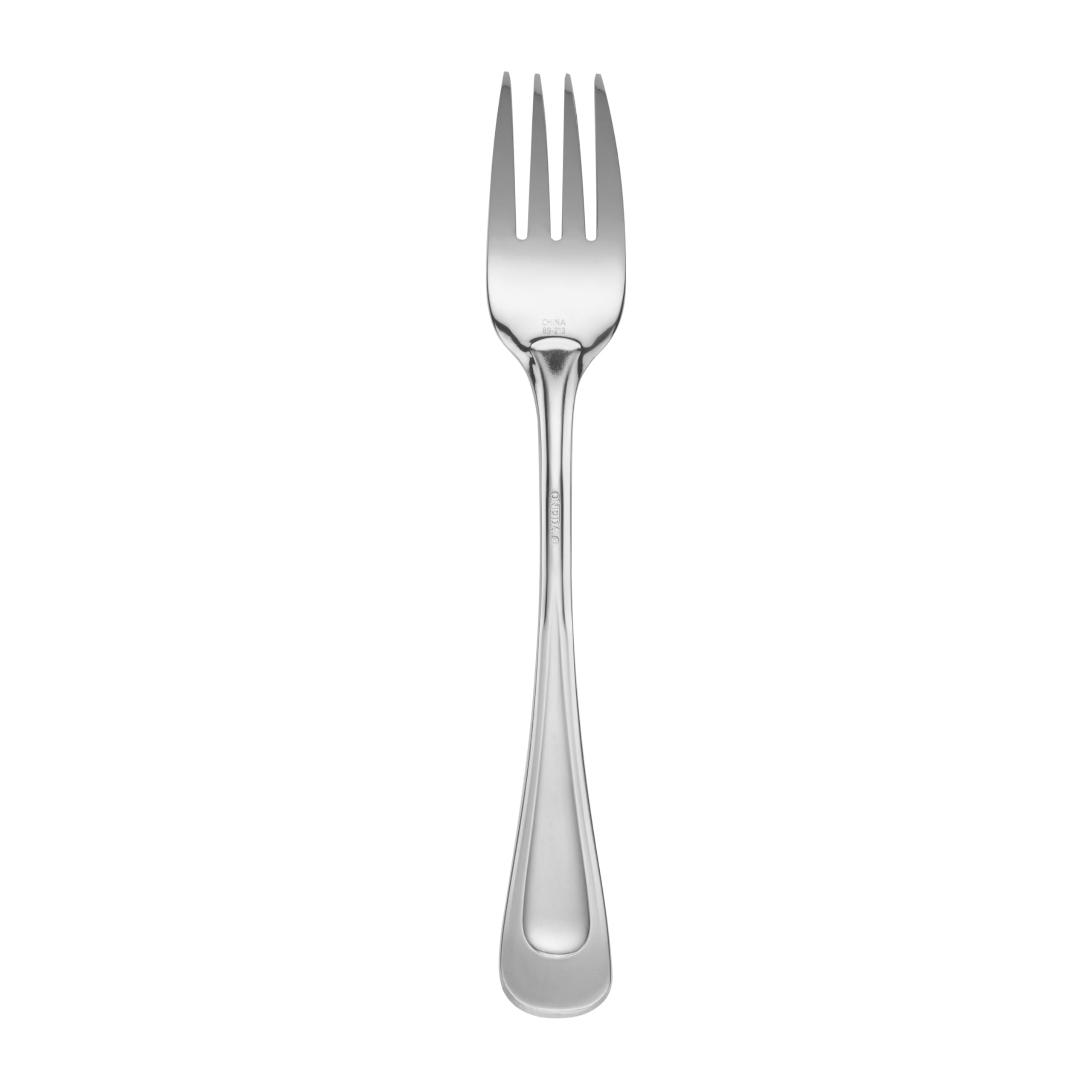 Oneida knife, fork, spoon trio showing sculpted contours and balanced proportions