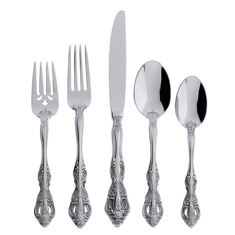 Oneida Michelangelo front view showing full 20-piece set and elegant styling