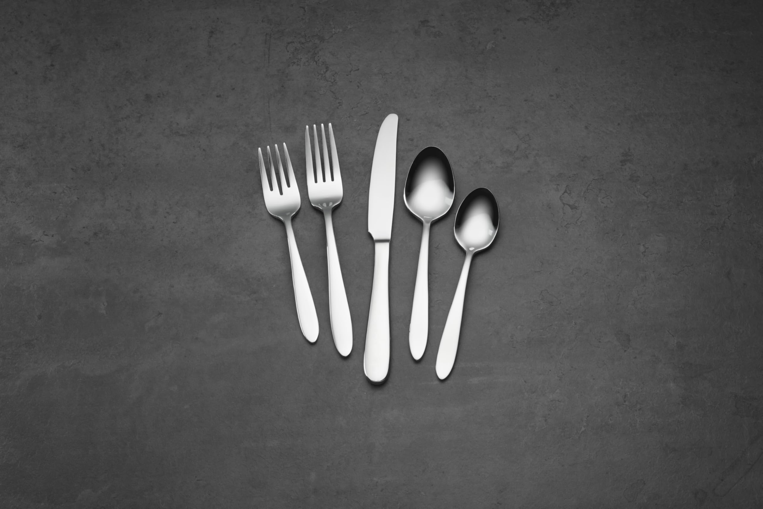 Oneida Mooncrest forks and spoons stacked to show storage convenience