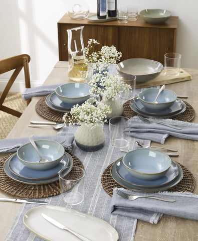 Oneida Mooncrest lifestyle on a set table showing polished, put-together dining