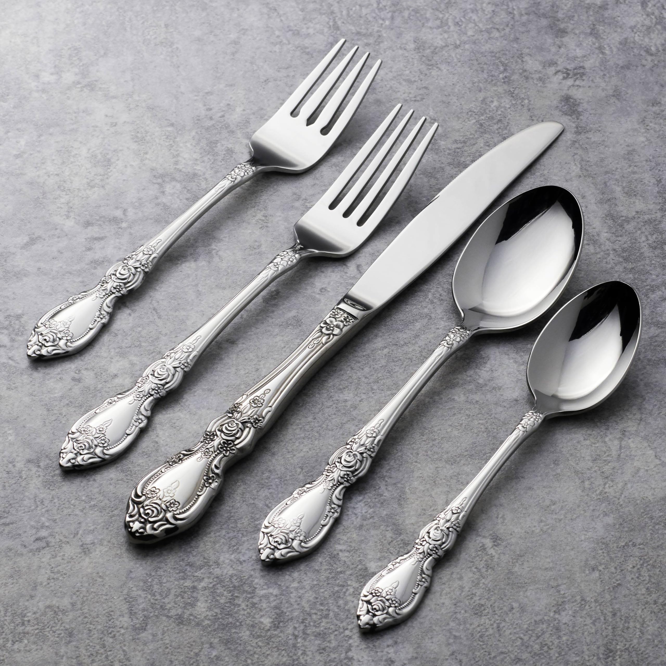 Oneida Wordsworth polished reflective finish highlighting shine benefit brightens table settings