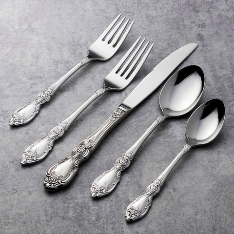 Oneida Wordsworth polished reflective finish highlighting shine benefit brightens table settings