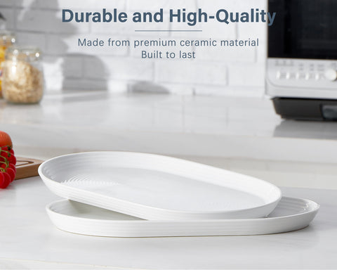 ONEMORE platter inside oven demonstrating oven-safe porcelain durability