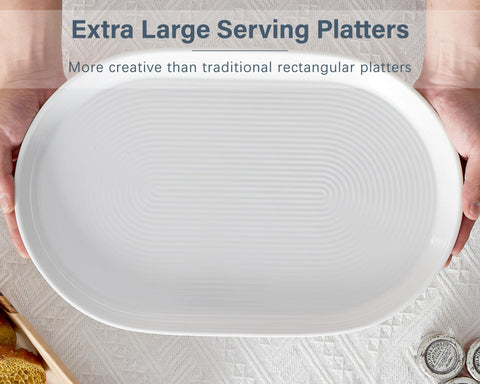 ONEMORE platter next to hand for scale showing large 16-inch serving capacity