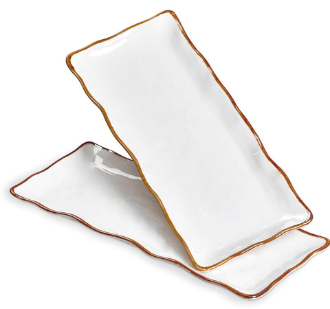ONEMORE front view of two 15-inch platters showcasing shape and finish for elegant presentation