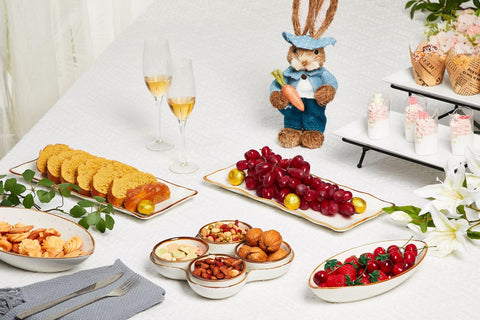 ONEMORE stacked platters beside ruler showing size and space-saving storage