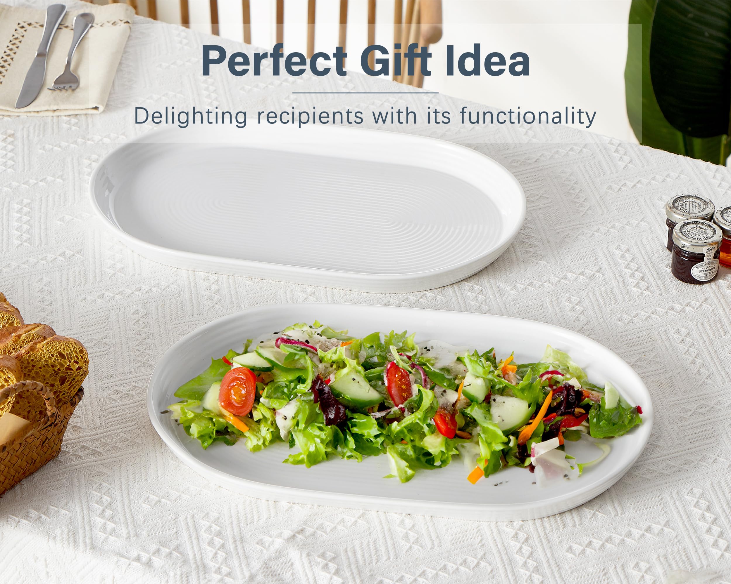 ONEMORE platter styled on dining table with garnishes for a polished look