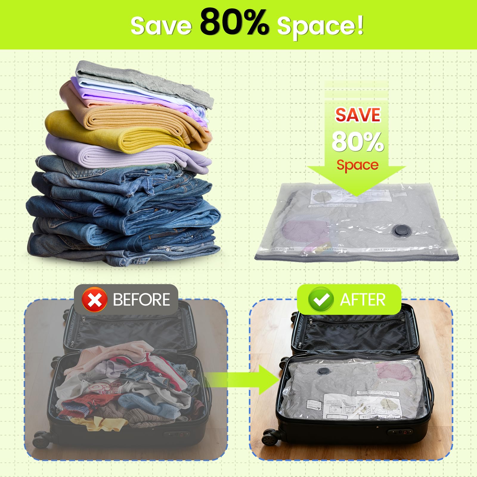 Oneyus medium bag showing clear window — quickly identify folded garments