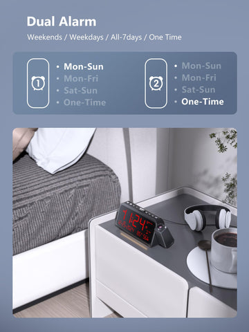 OnLyee dimmable red LED display angle shows adjustable brightness for comfortable night viewing