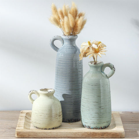 ooit front view of three-vase set showing neutral tones and balanced design
