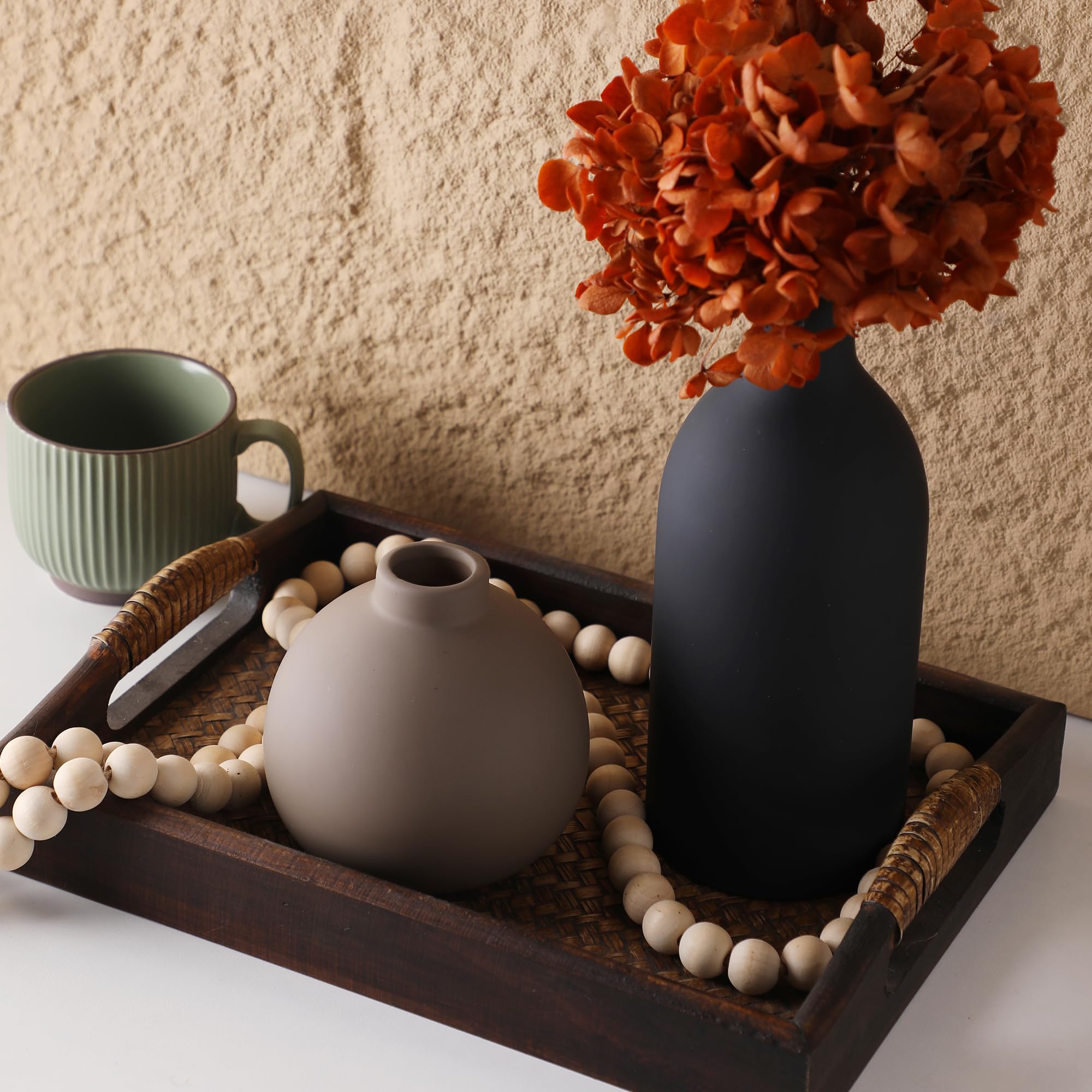 ooit tall vase styled with pampas grass for height and natural warmth