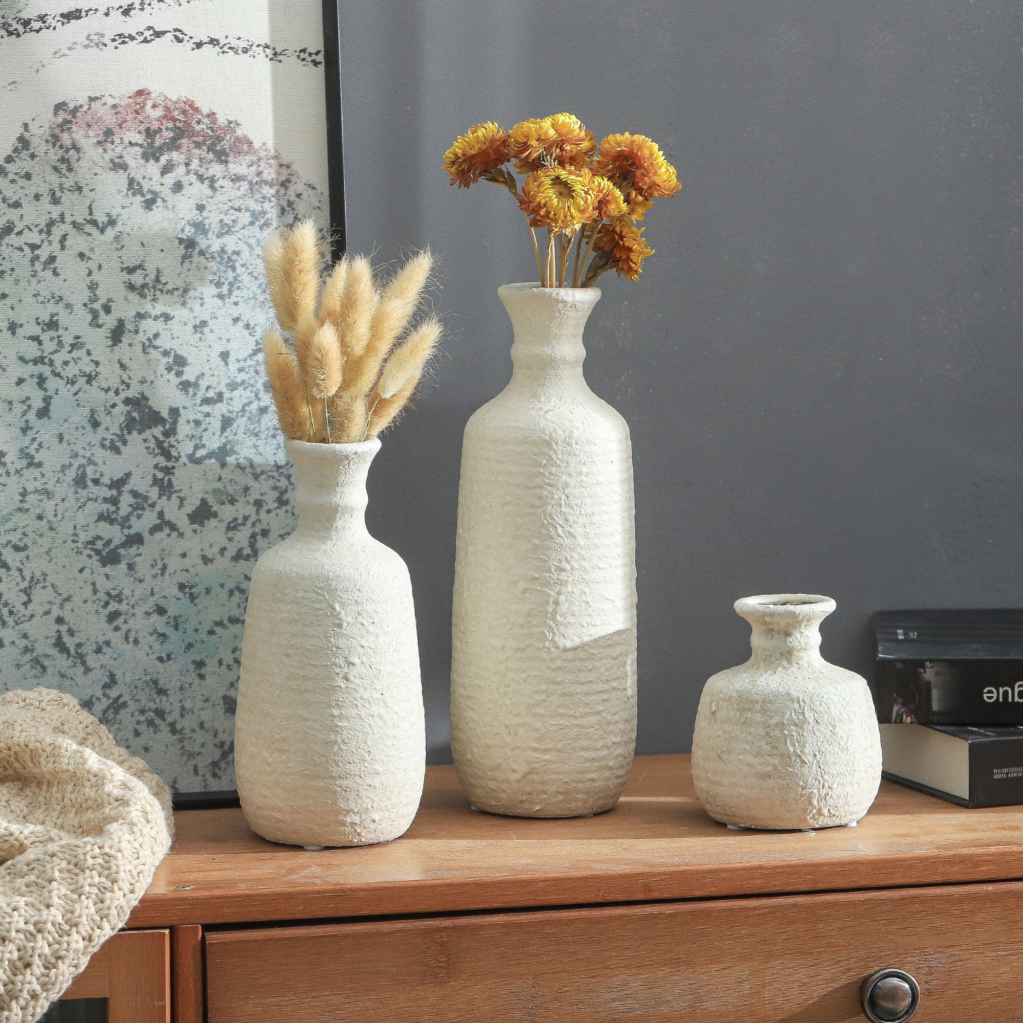 ooit vases with dried pampas demonstrating boho styling and long-lasting look