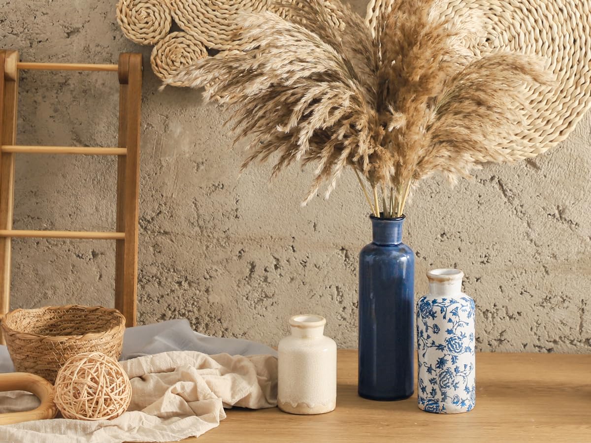 ooit vases in farmhouse living room adding classic pattern and warmth