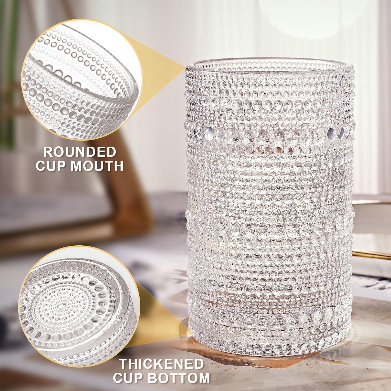 OPAYLY hobnail glass filled with cocktail highlighting presentation benefit