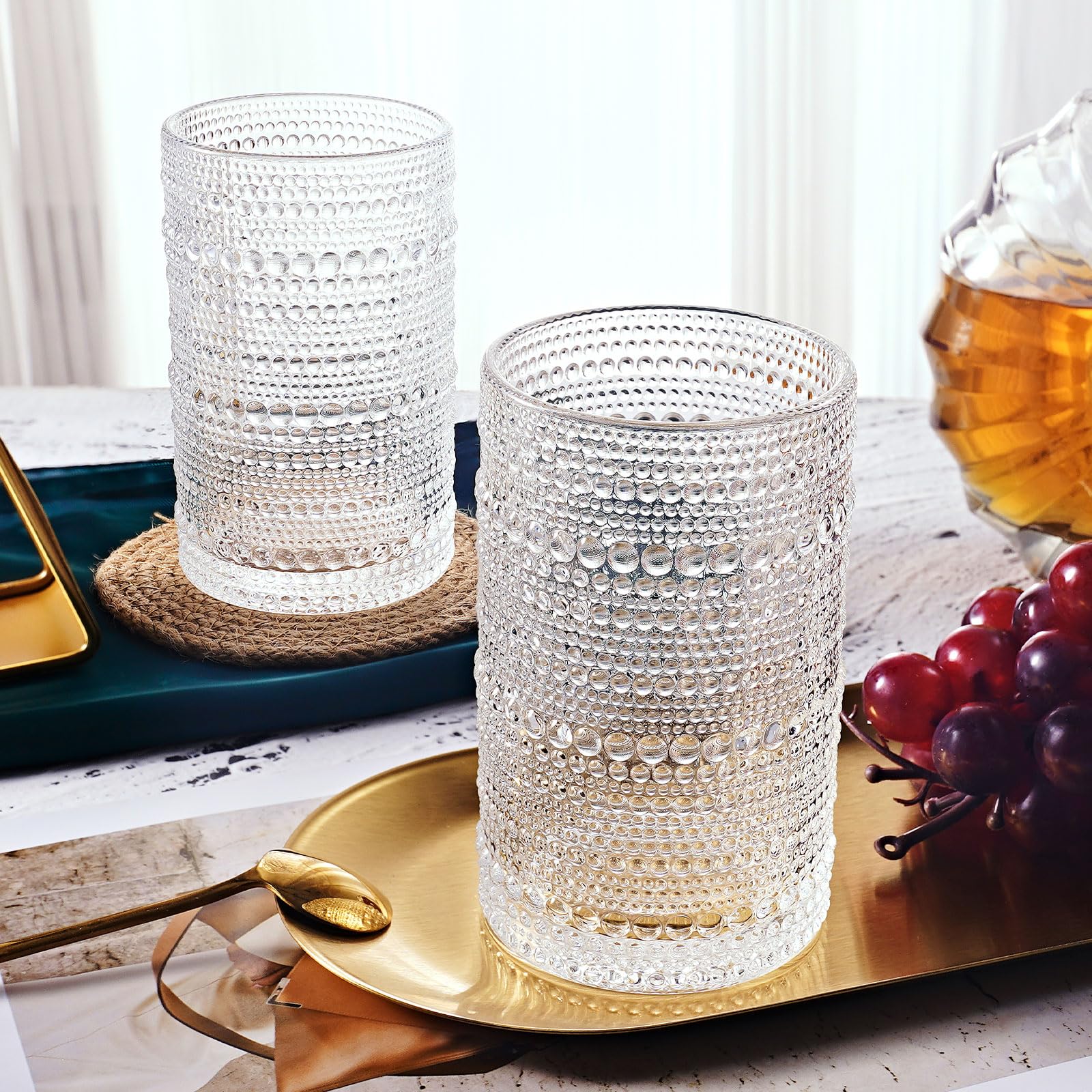 OPAYLY hobnail glasses on table setting enhancing decor and entertaining