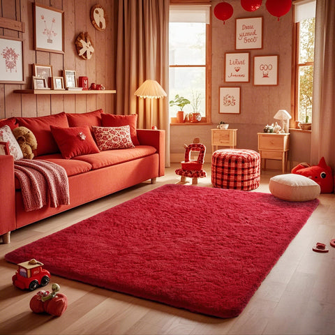 Ophanie rug in kids playroom offering soft surface for playtime