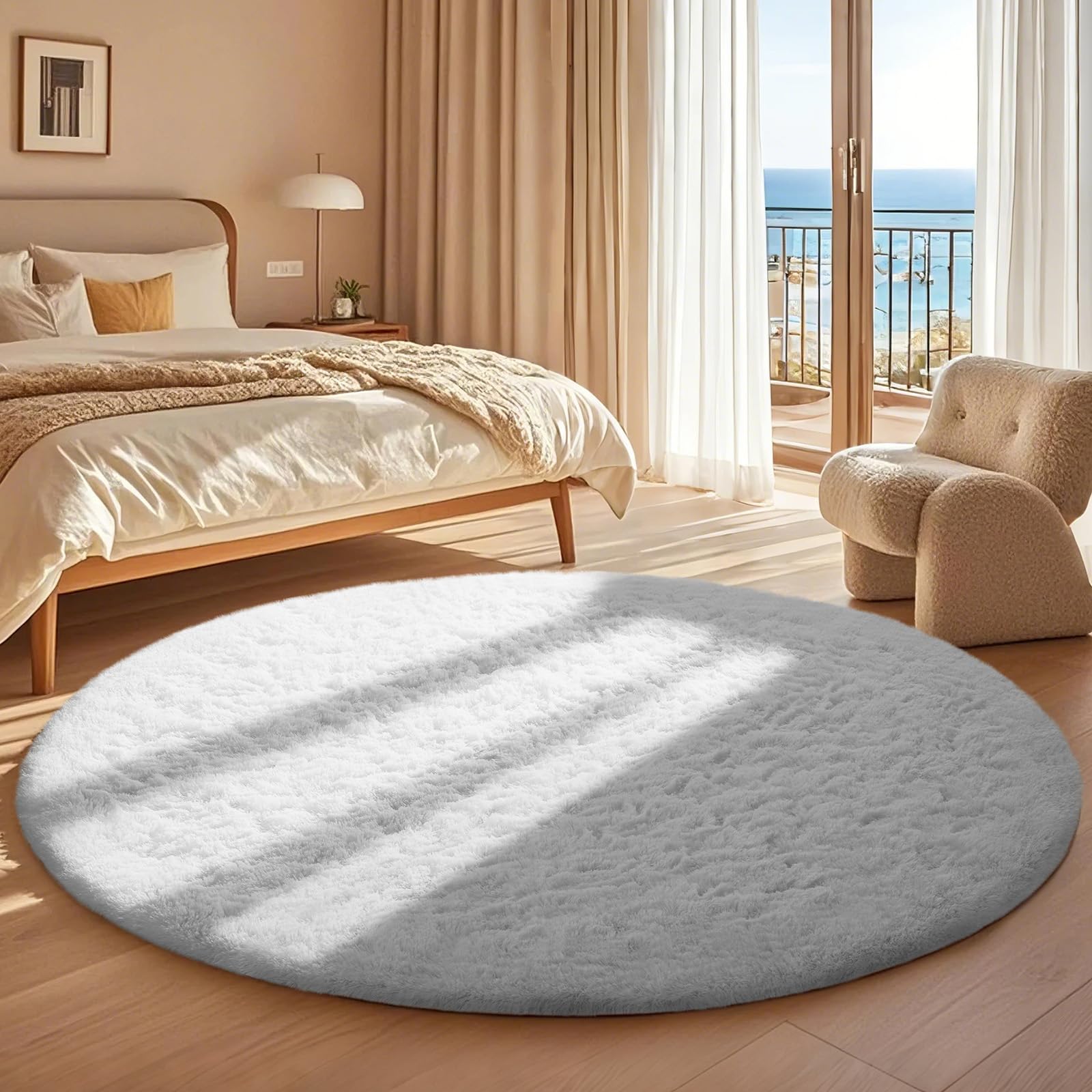 Ophanie rug size comparison with chair to show scale and fit