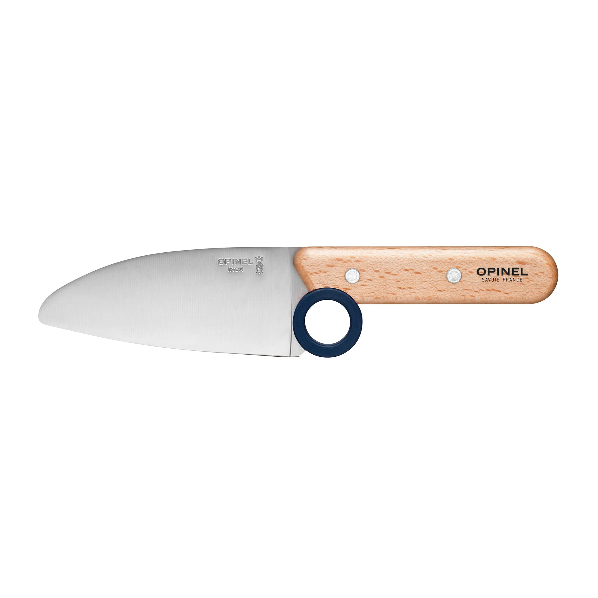 OPINEL finger guard clipped on knife demonstrating fingertip protection and guidance