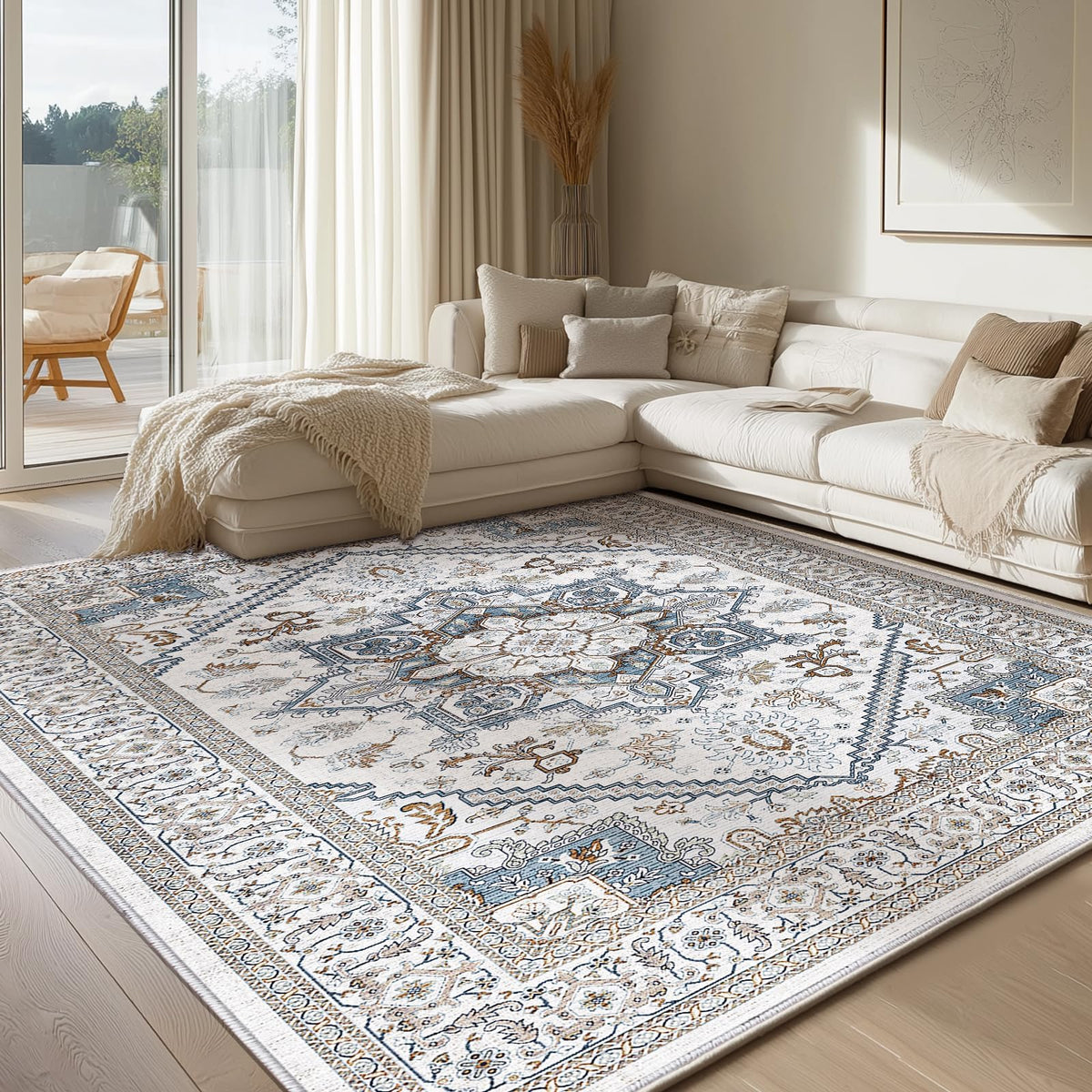 OPPODREAM front view of 6x9 rug showing full Persian-inspired design and elegant colors