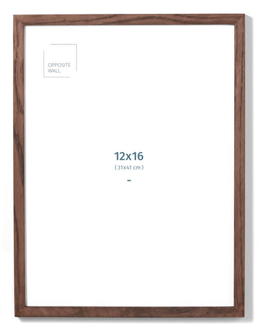 Opposite Wall front view showing dark oak frame and slim profile, elegant display