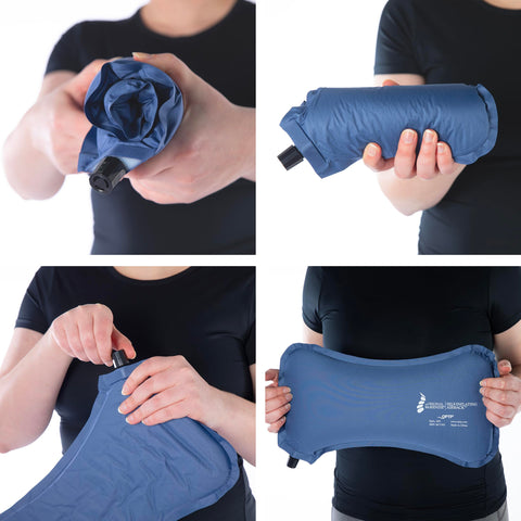 OPTP AirBack deflated and packed small for easy travel storage