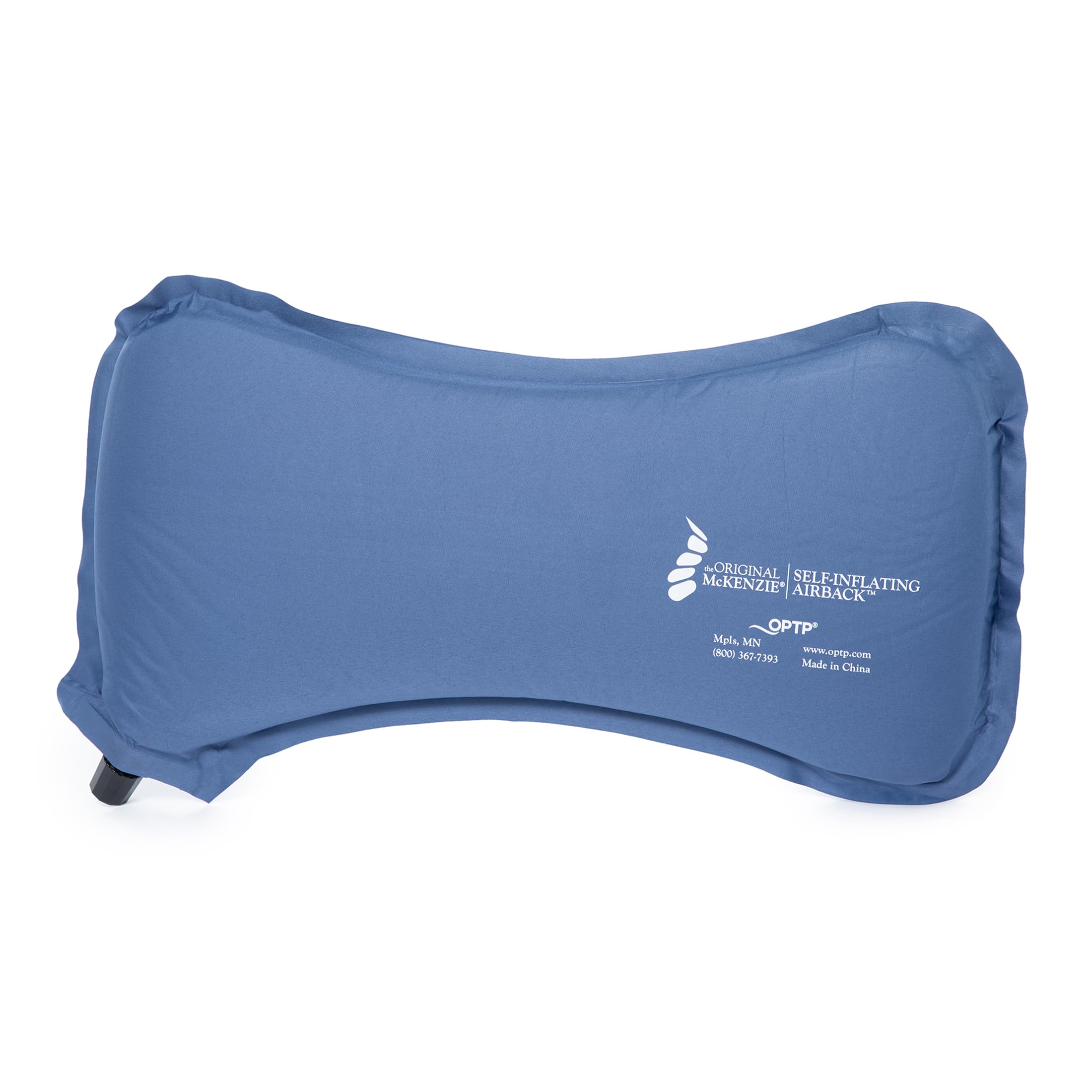 OPTP AirBack front view showing compact lumbar shape and travel benefit